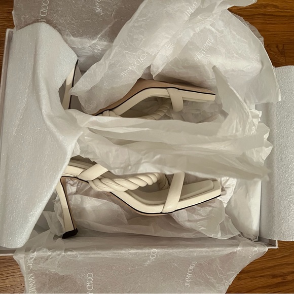 NWT JIMMY CHOO BRAIDED HEELS SIZE 37.5 7 US - Picture 6 of 13